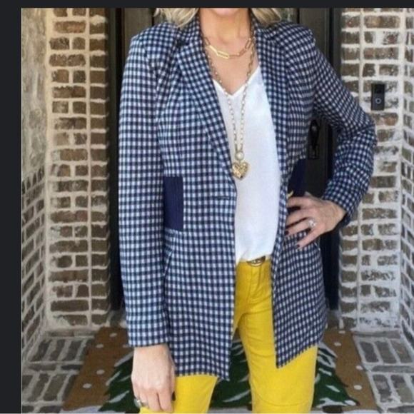 CAbi Navy & Light Blue Checkup Blazer Style #5848 - size Medium - Picture 1 of 7